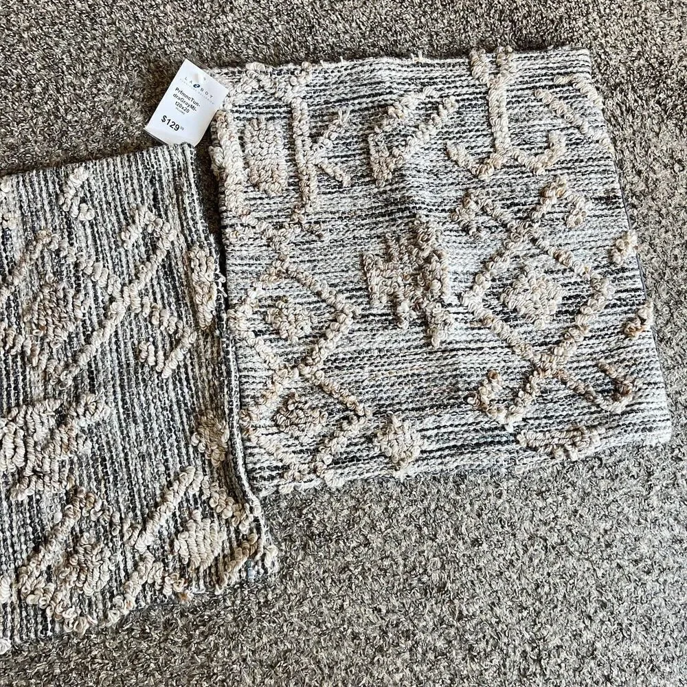 La Z Boy Woven Textured Gray Tan Throw Pillow Covers High Quality Set Of 2 New